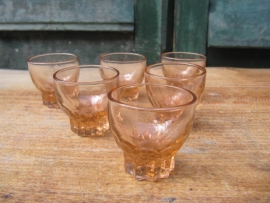 Six shot glasses salmon pink