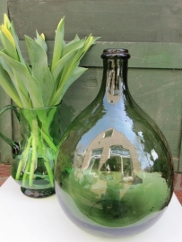 Brocante bolle groene gistfles van 5 liter