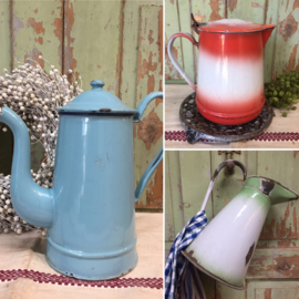 Brocante emaille koffiekan