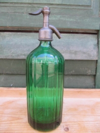 Seltzer soda bottle dark green