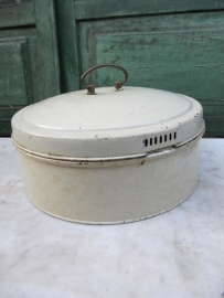 Brocante groot emaille vlaaienblik