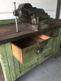 Old industrial green workbench