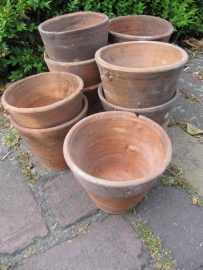 Antique French hand-shaped terracotta flower pots