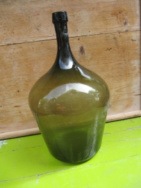 Leuke brocante grote groene fles