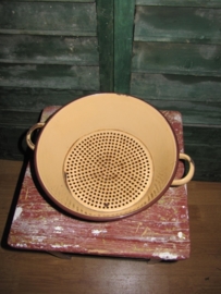 Emaille bruin/beige vergiet