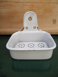Oud Frans wit emaille zeepbakje