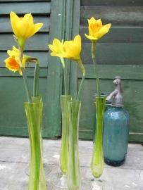 Beautiful old brocante glass vases Val St. Lambert set of 3