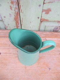 Brocante groene emaille kan