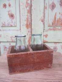 Two-compartment wooden box.