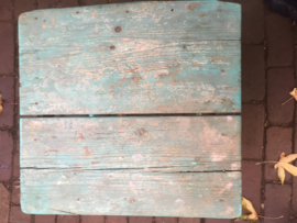 Mooi brocante oud houten groen krukje