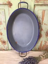 Brocante emaille ovale braadslee