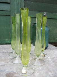 Beautiful old brocante glass vases Val St. Lambert set of 3