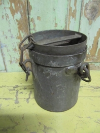 Antique zinc bucket with lid and handle