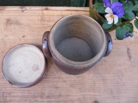 French Antique stoneware pot with lid