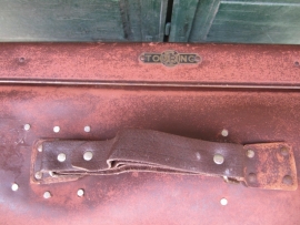 Leather suitcase on wheels 1920