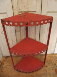 Metalen hoekregaal in rood