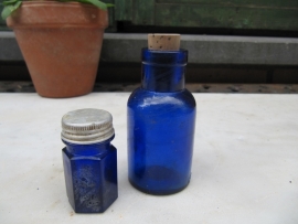 Antique French blue hexagonal bottle