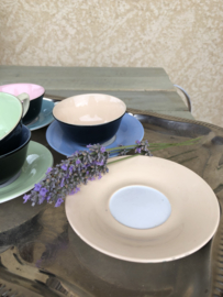 Brocante kopjes met schotel 6 stuks