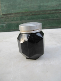 Very old black glass jar for cream