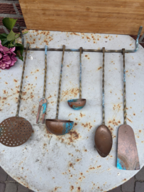 Keukenrekje met 6 accessoires, messing