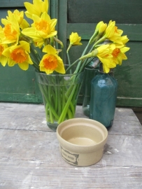 Brocante aardewerk boterpot met opschrift "echte boter"