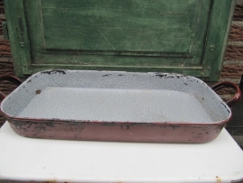 Beautiful old French enamel roasting pan