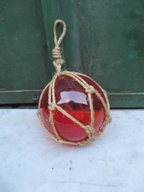 Brocante mondgeblazen glazen drijver rood