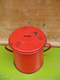 Cute red enamel grease can 5 liter