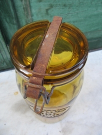 Very old  jar ocher yellow / orange Le Parfait Cafe Goulet
