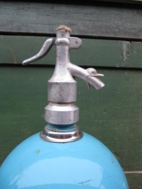 Old beautiful bulbous blue seltzer bottle