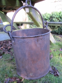 Antique metal straight iron bucket with handle