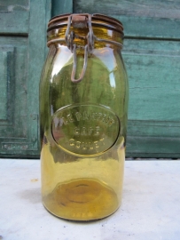 Very old  jar ocher yellow / orange Le Parfait Cafe Goulet