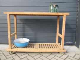 Nice wooden car or work table on wheels