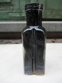 Antique French black ink bottle very nice patina