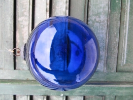 Brocante large glass blue ball.