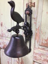 Brocante cast iron wall bell duck