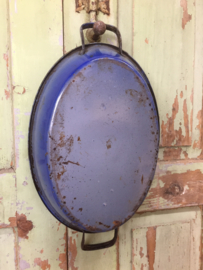 Brocante emaille ovale braadslee