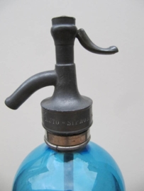 Blue seltzer soda bottle