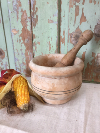 Brocante houten vijzel