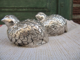 Brocante Peper en zout stel model Kwartel in zilverkleur