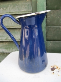 Beautiful old dark blue enamel can