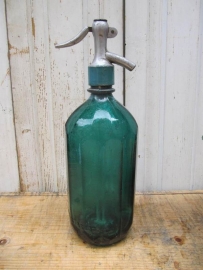 Dark green facet seltzer bottle