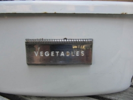 Old white enamel tray or drawer with beautiful inscription