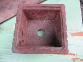 French Brocante square cast iron planter