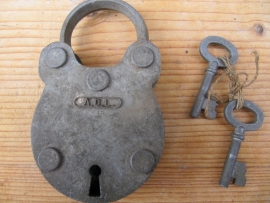 Very big old zinc-colored padlock