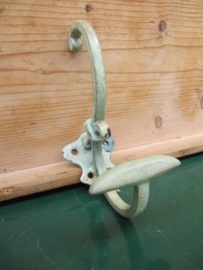Hele oude Franse groene zwaar metalen (kapstok) haak.