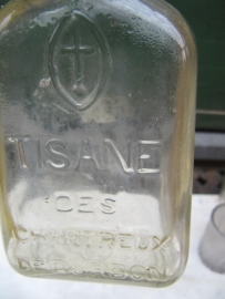 Antique French liqeur clear bell-shaped bottle