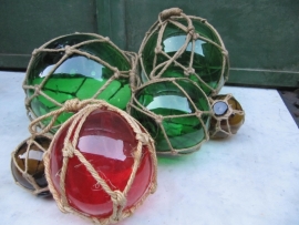 Brocante blown glass float 2 piece green and a little yellow