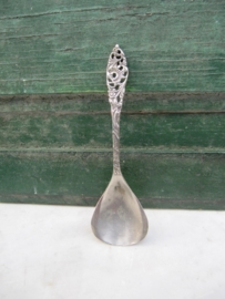 Brocante zilverkleurige suikerlepel