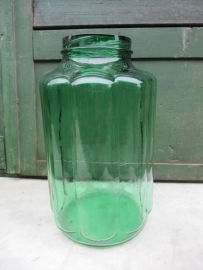 Old corrugated glass green jar